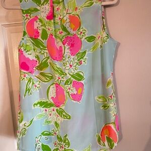 Lilly Pulitzer Vibrant Floral Sleeveless Top - Pink, Green, and Blue
